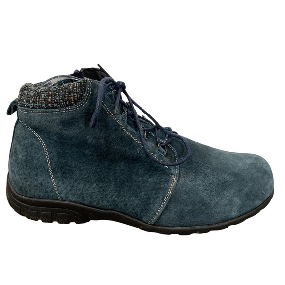 Propét Delaney Ankle Bootie Womens 11 Blue Teal Leather Full Zip Lace Up - Picture 1 of 10